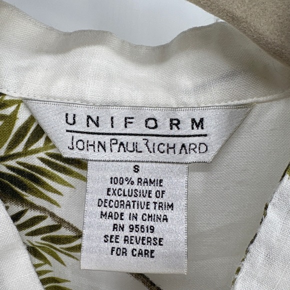 John Paul Richard Linen Pant Set Small Palm Tree Print Vacation Resort Wear - Picture 3 of 12